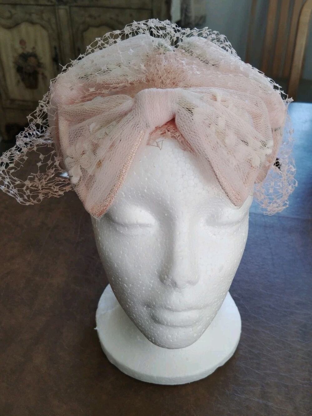 Vintage Women's Pink Cocktail Hat with Veil